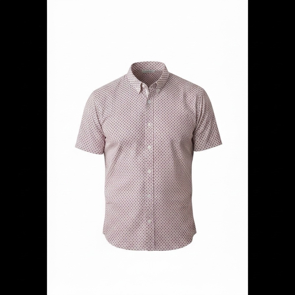 JB Holt Athletic Fit 2XL Short Sleeve Button Up Shirt Stretch Performance Red/Pk